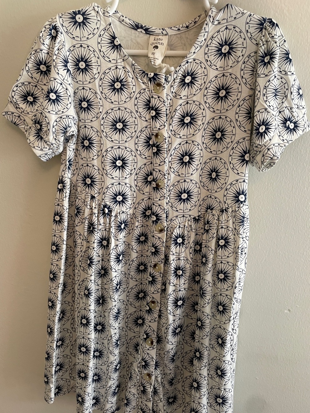 NWT Kate Quinn girls compass print day dress, size 5Y
